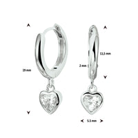 vDam Klapoorringen Hart Zirkonia Zilver Gerhodineerd 1328280