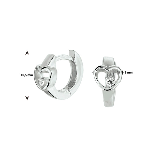 vDam Klapoorringen Hart Zirkonia Zilver Gerhodineerd 1332215