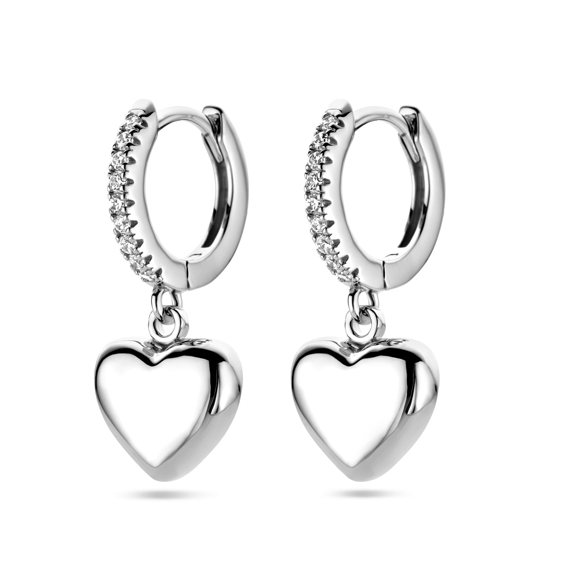 vDam Klapoorringen Hart Zirkonia Zilver Gerhodineerd 1338670