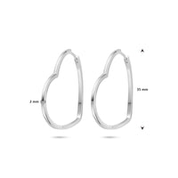 vDam Klapoorringen Hartjes 2 Mm Zilver Gerhodineerd 1339698