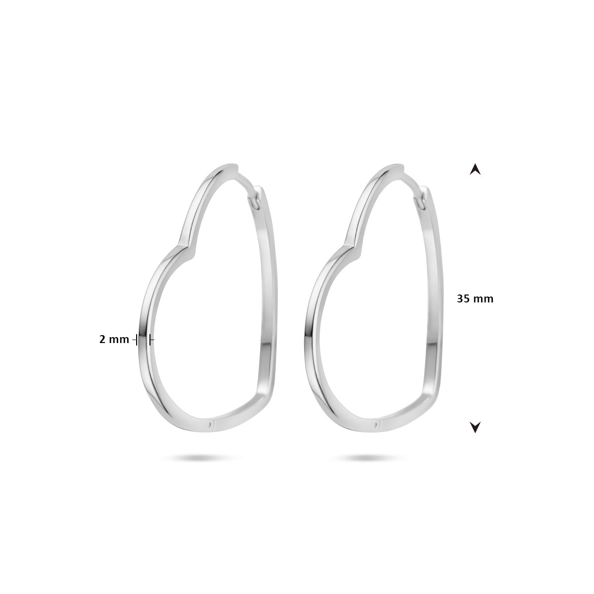 vDam Klapoorringen Hartjes 2 Mm Zilver Gerhodineerd 1339698