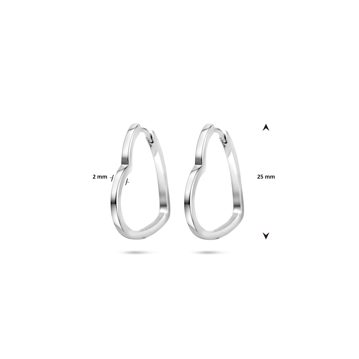 vDam Klapoorringen Hartjes 2 Mm Zilver Gerhodineerd 1340515