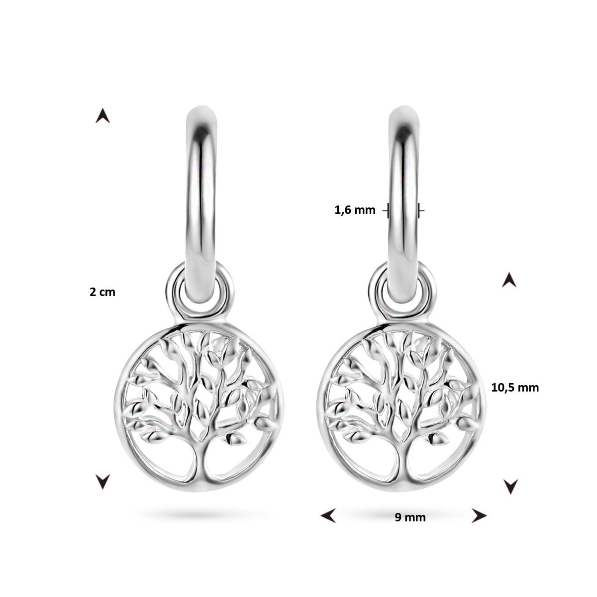 vDam Klapoorringen Levensboom Zilver Gerhodineerd 1334762