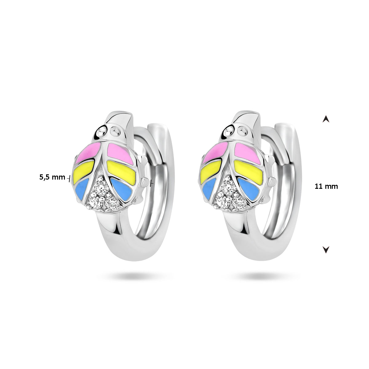 vDam Klapoorringen Lieveheersbeestje Zirkonia Zilver Gerhodineerd 1336980