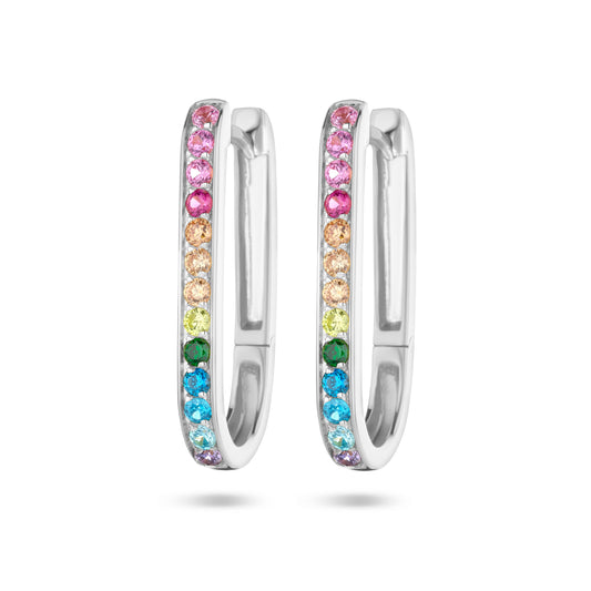 vDam Klapoorringen Paperclip Regenboog Zirkonia Zilver Gerhodineerd 1336002
