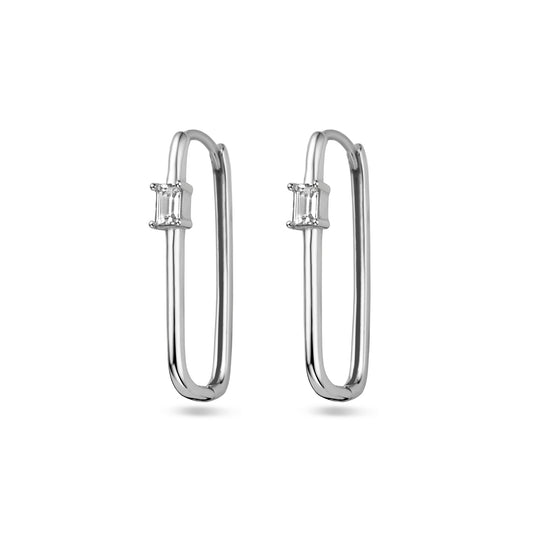 vDam Klapoorringen Paperclip Zirkonia Zilver Gerhodineerd 1338447