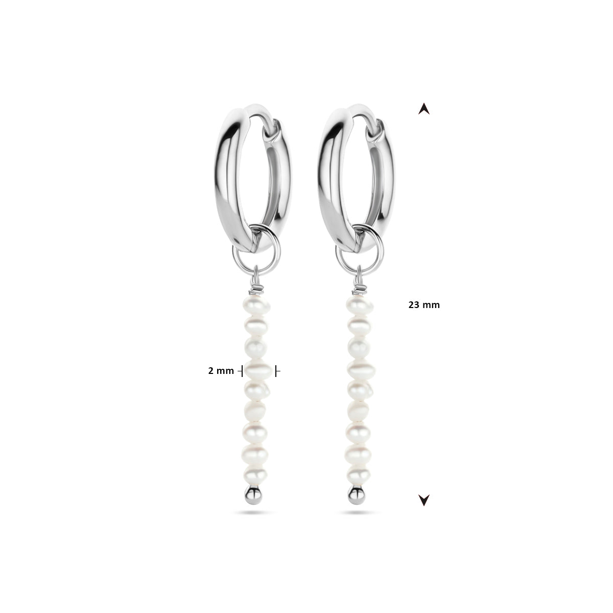vDam Klapoorringen Parel 23 Mm Zilver Gerhodineerd 1340528
