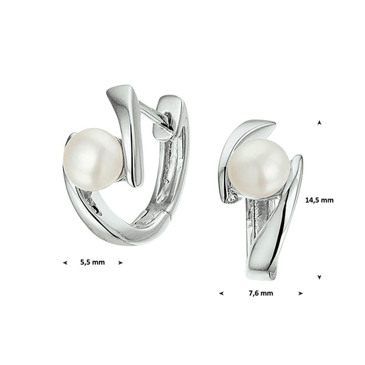 vDam Klapoorringen Parel Zilver Gerhodineerd 1327057