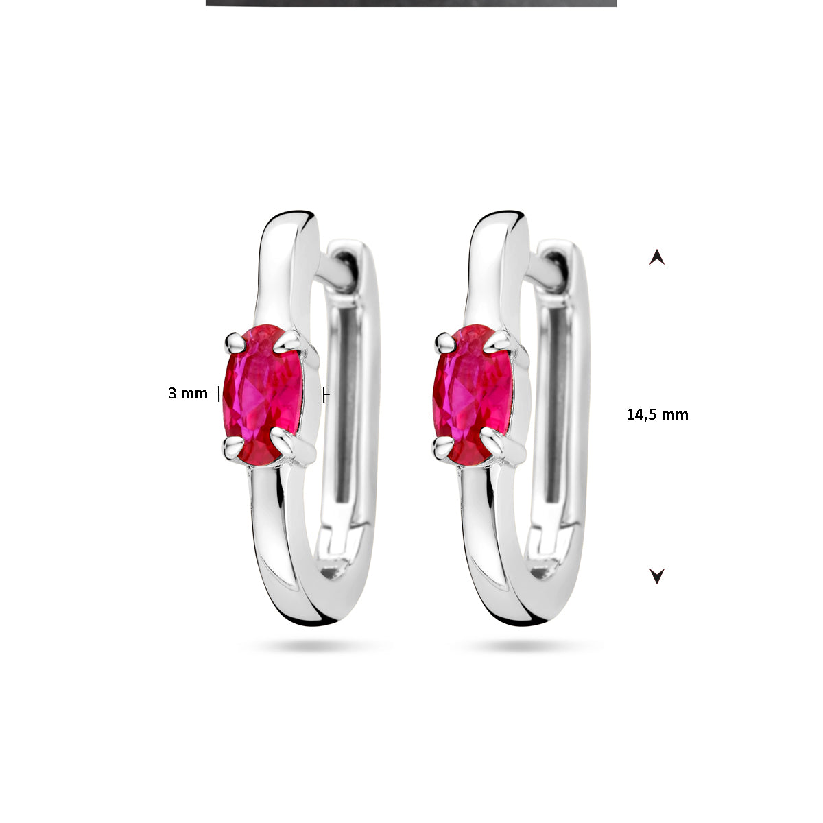 vDam Klapoorringen Rood Zirkonia Zilver Gerhodineerd 1337785