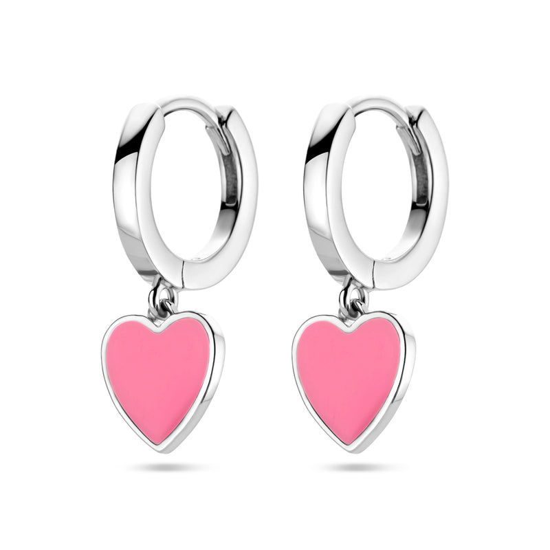 vDam Klapoorringen Roze Emaille Zilver Gerhodineerd 1338672