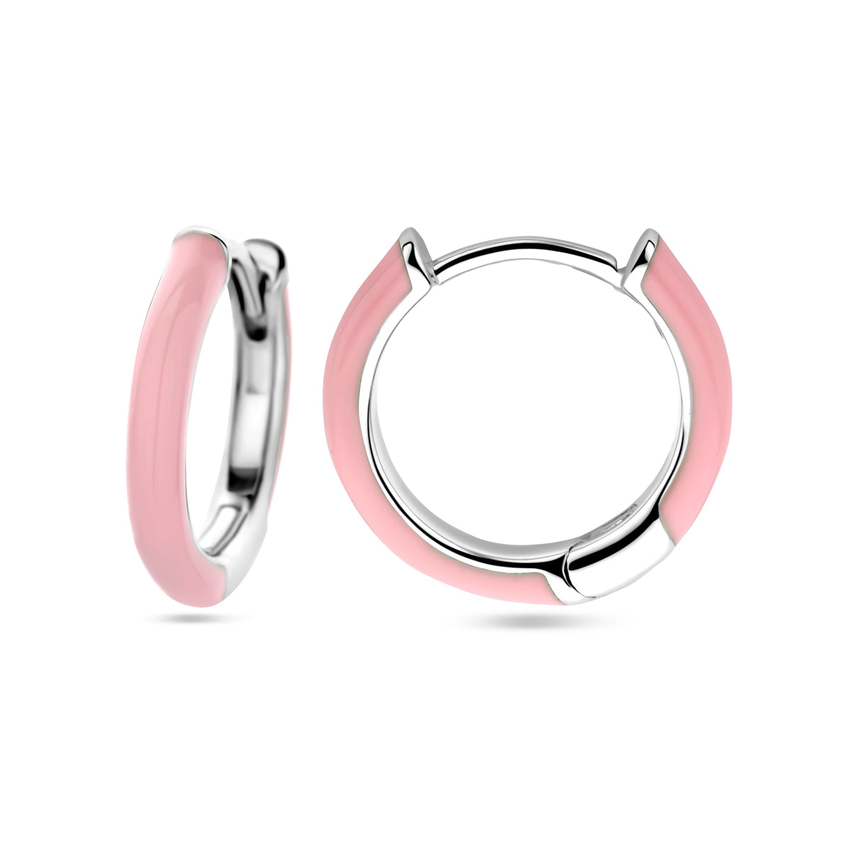 vDam Klapoorringen Roze Emaille Zilver Gerhodineerd 1338681