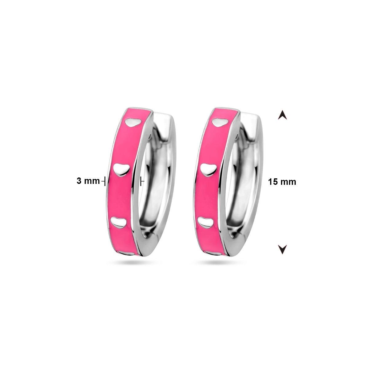 vDam Klapoorringen Roze Emaille Zilver Gerhodineerd 1339016