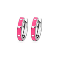 vDam Klapoorringen Roze Emaille Zilver Gerhodineerd 1339016