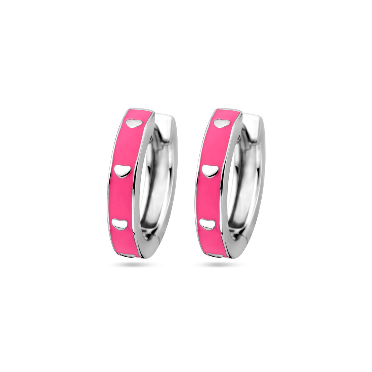 vDam Klapoorringen Roze Emaille Zilver Gerhodineerd 1339016