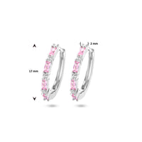 vDam Klapoorringen Roze En Wit Zirkonia Zilver Gerhodineerd 1335956