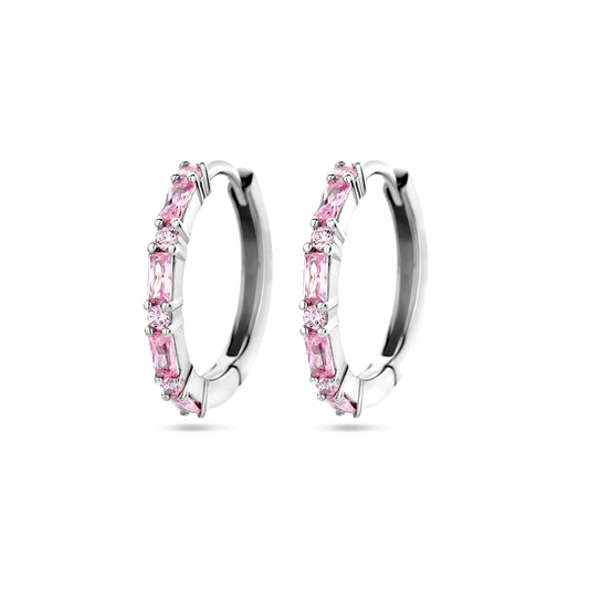 vDam Klapoorringen Roze Zirkonia Zilver Gerhodineerd 1338727