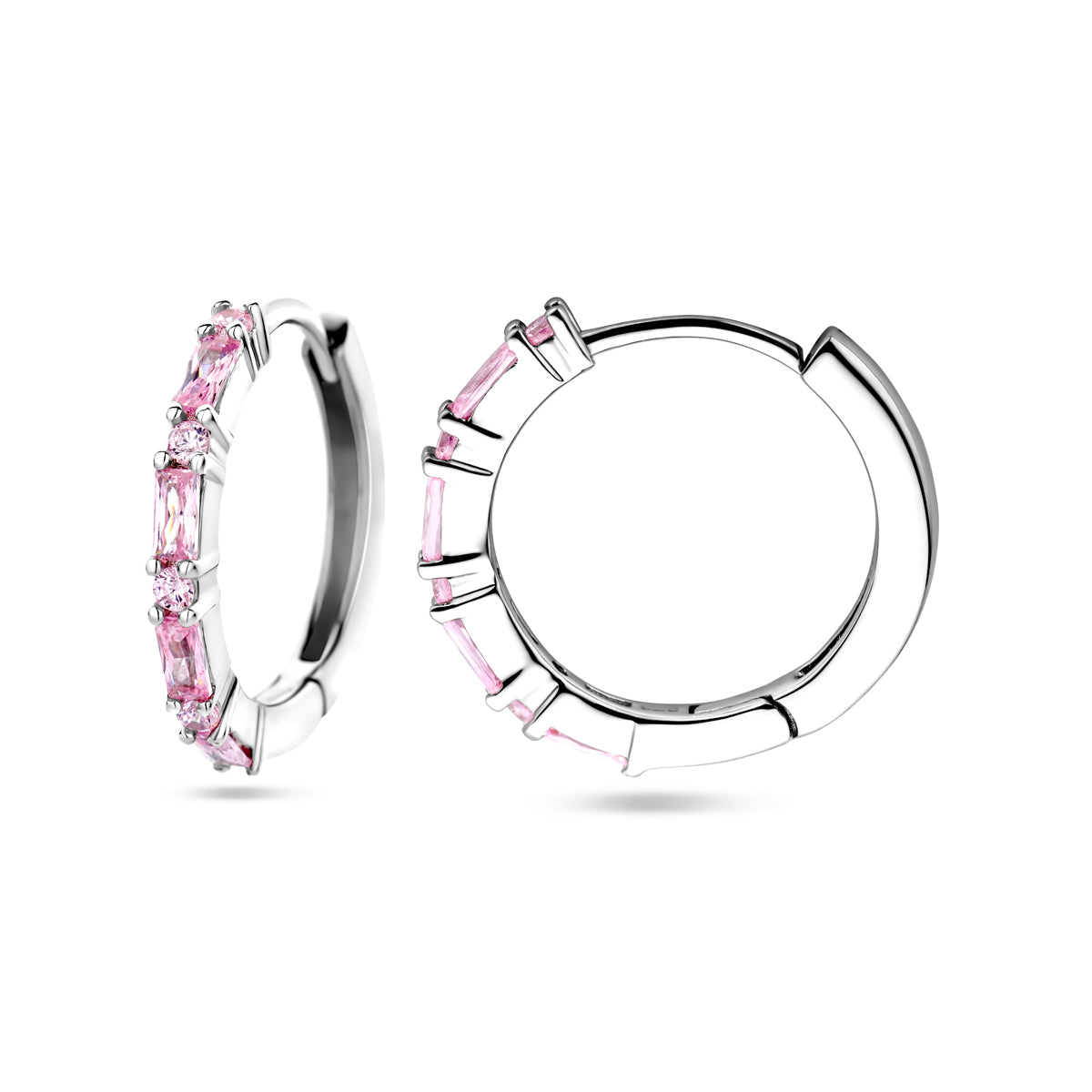 vDam Klapoorringen Roze Zirkonia Zilver Gerhodineerd 1338727