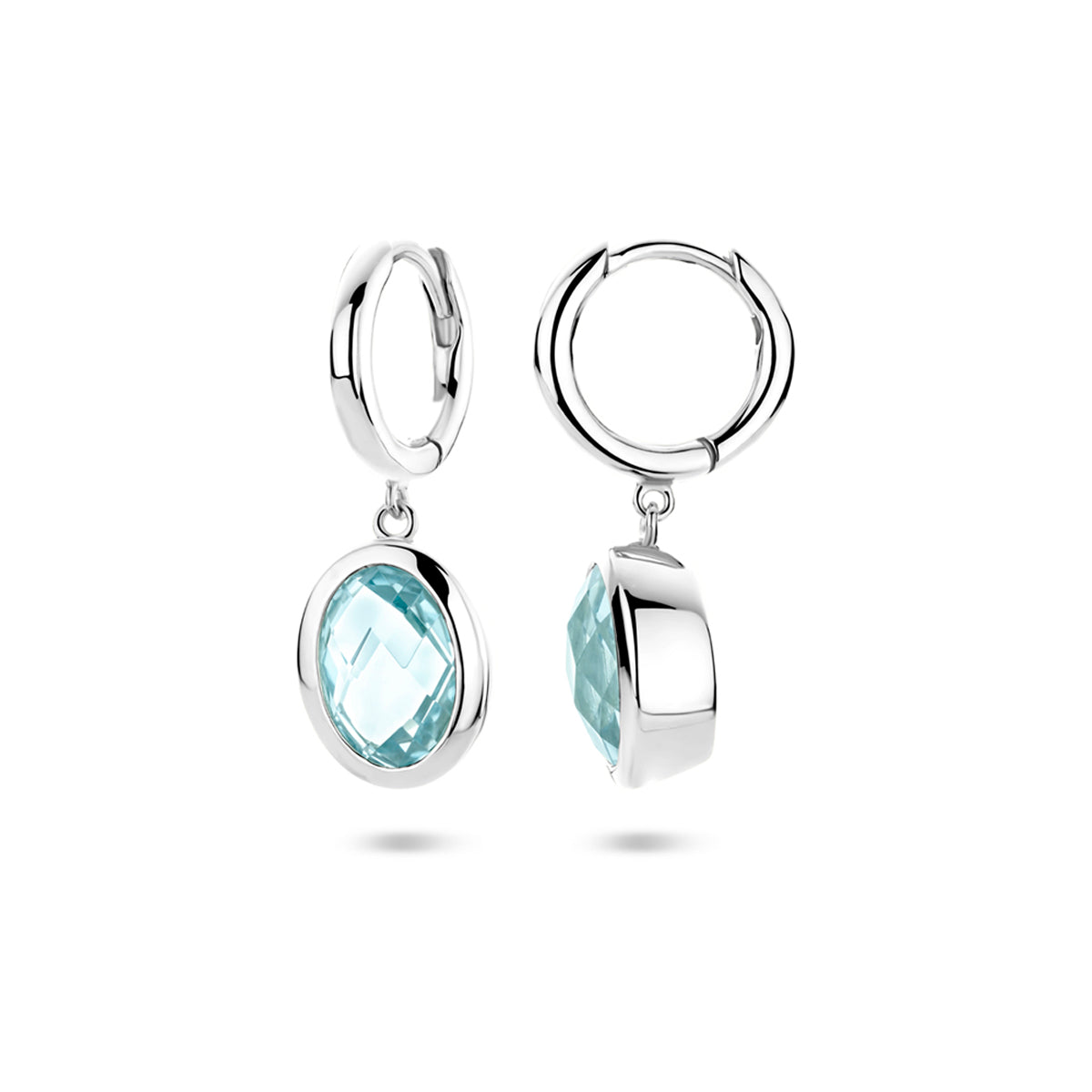 vDam Klapoorringen Sky Blue Topaas 26 Mm Zilver Gerhodineerd 1341004