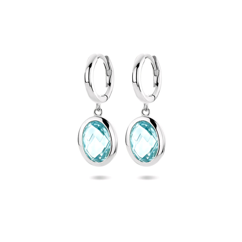 vDam Klapoorringen Sky Blue Topaas 26 Mm Zilver Gerhodineerd 1341004