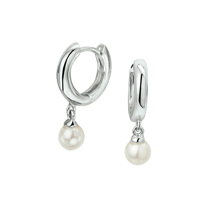 vDam Klapoorringen Synth Parel Zilver Gerhodineerd 1327425