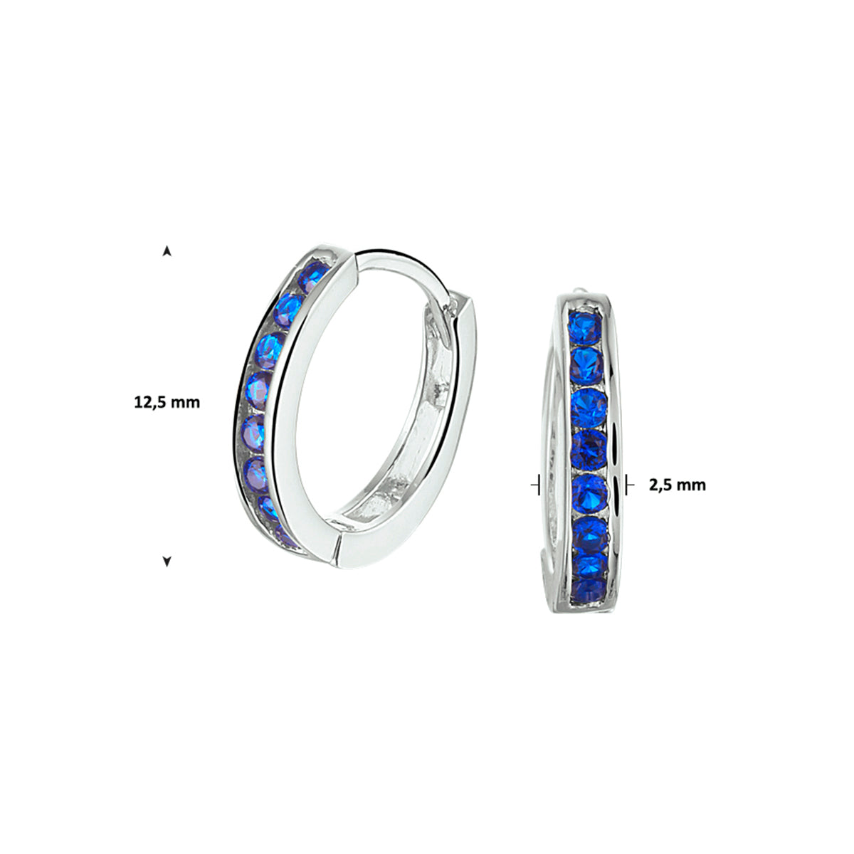 vDam Klapoorringen Synth Saffier Zilver Gerhodineerd 1331372