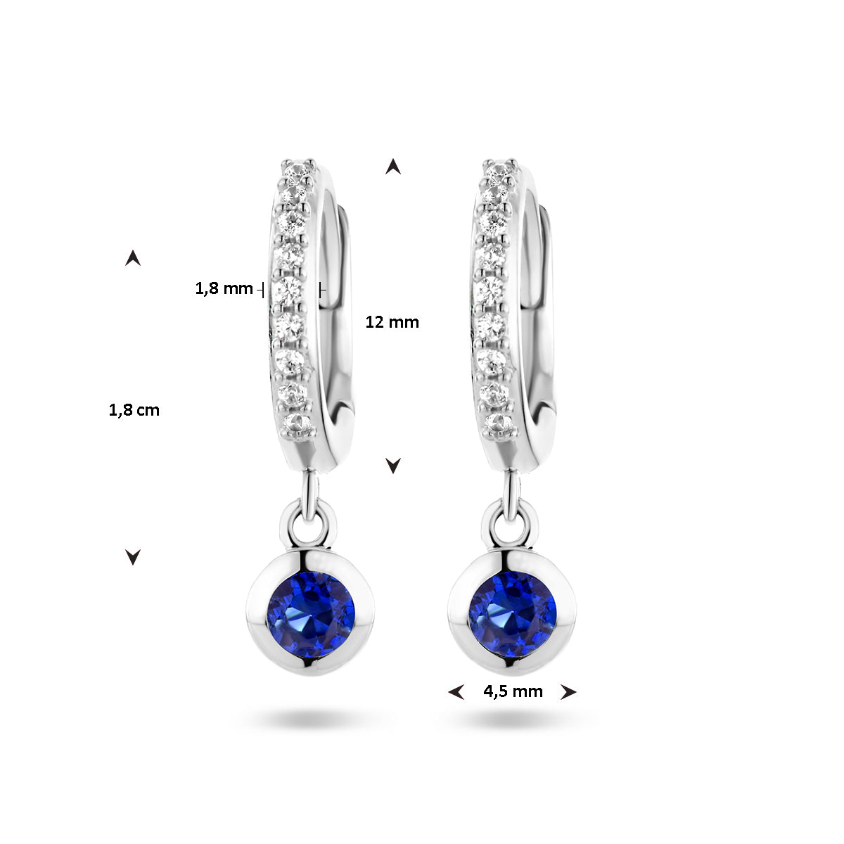 vDam Klapoorringen Synth Zirkonia Zilver Gerhodineerd 1336573