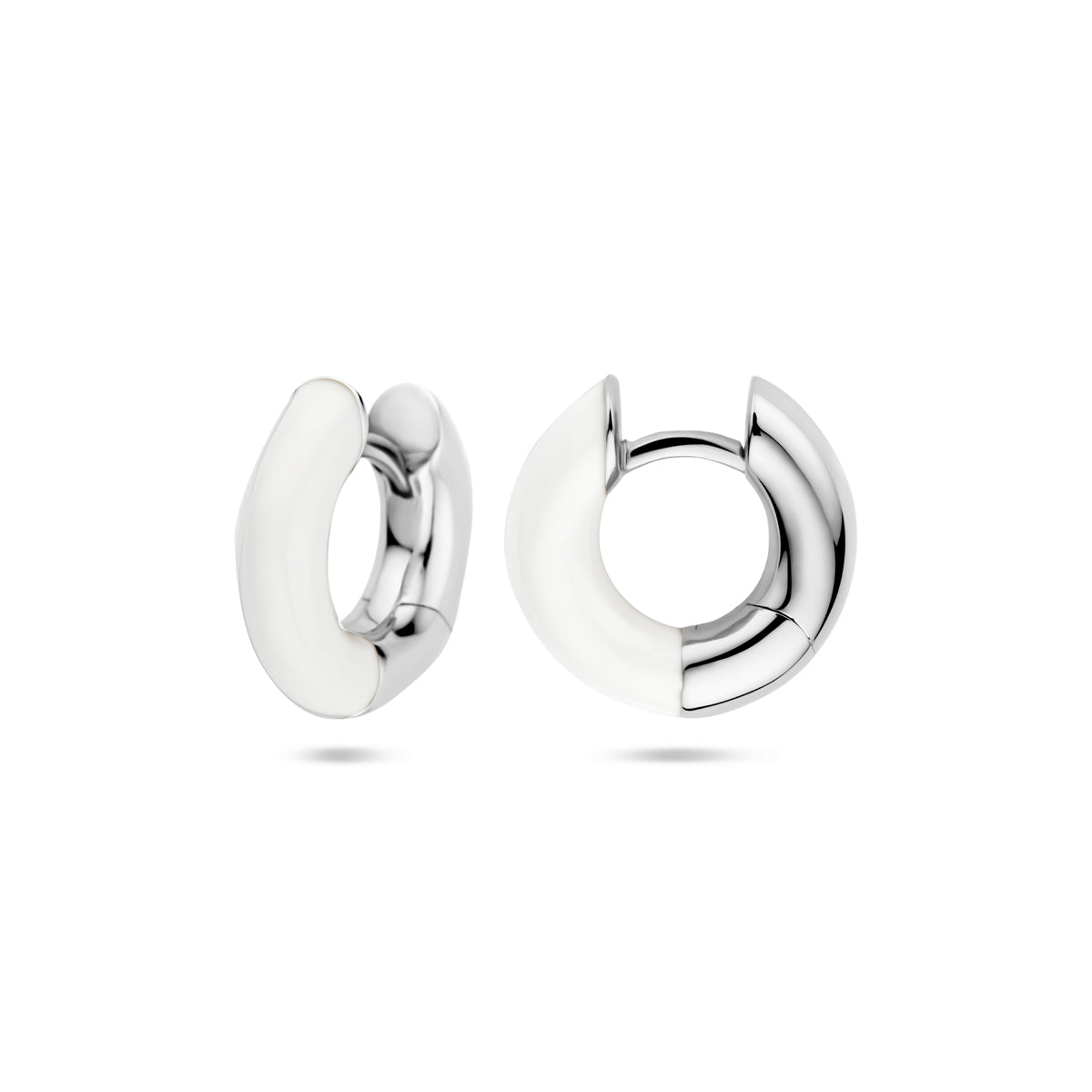 vDam Klapoorringen Wit Emaille 4 Mm Zilver Gerhodineerd 1339856