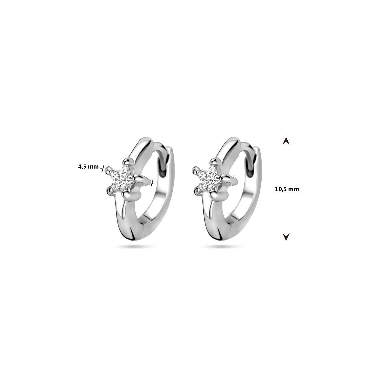 vDam Klapoorringen Zirkonia 10,5 Mm Zilver Gerhodineerd 1339436