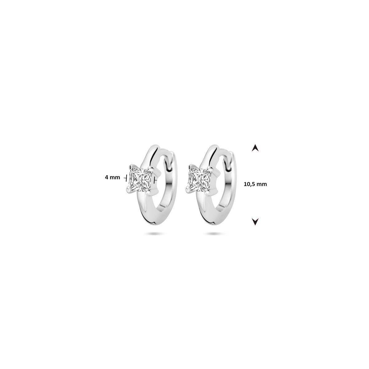 vDam Klapoorringen Zirkonia 10,5 Mm Zilver Gerhodineerd 1339691