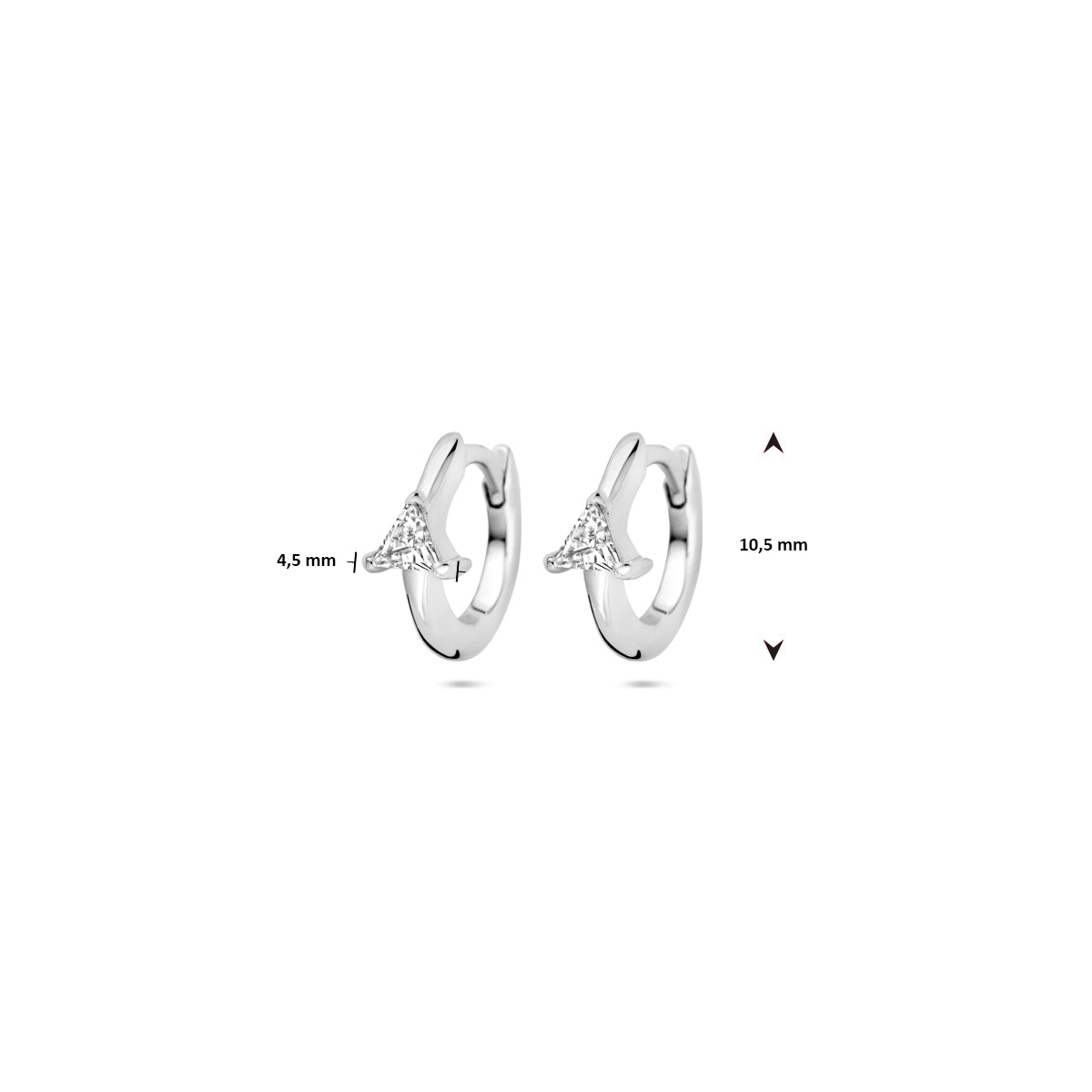 vDam Klapoorringen Zirkonia 10,5 Mm Zilver Gerhodineerd 1339693