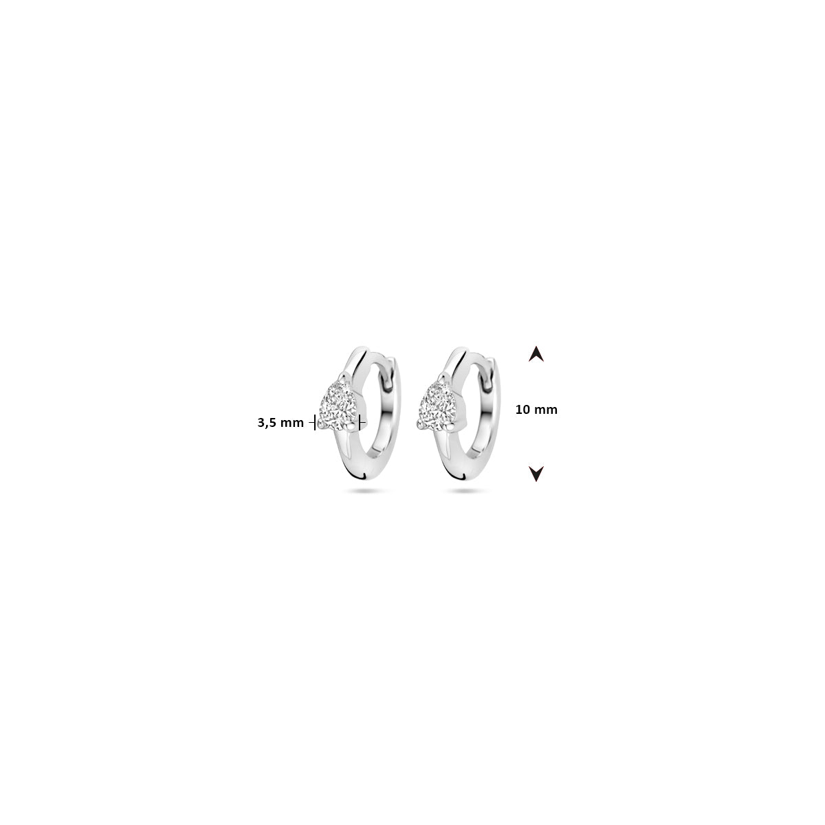 vDam Klapoorringen Zirkonia 10 Mm Zilver Gerhodineerd 1339723