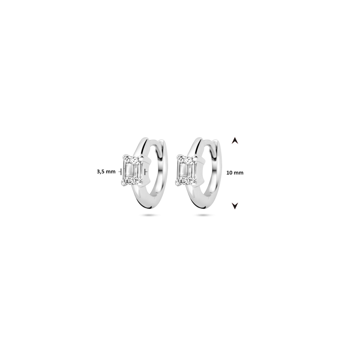 vDam Klapoorringen Zirkonia 10 Mm Zilver Gerhodineerd 1339724