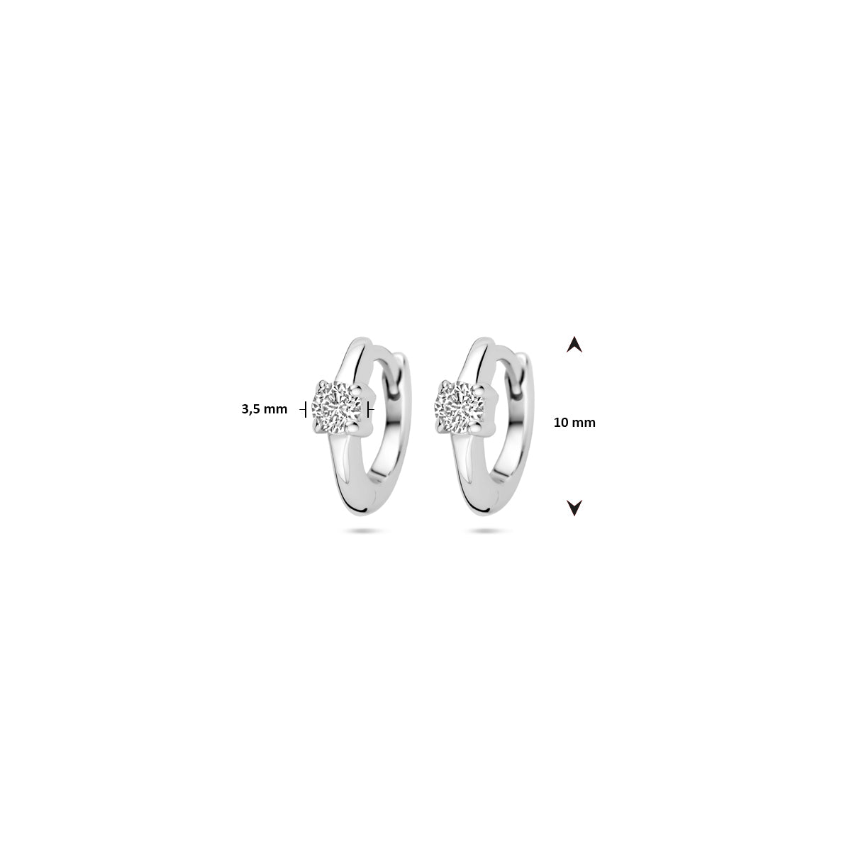 vDam Klapoorringen Zirkonia 10 Mm Zilver Gerhodineerd 1339726