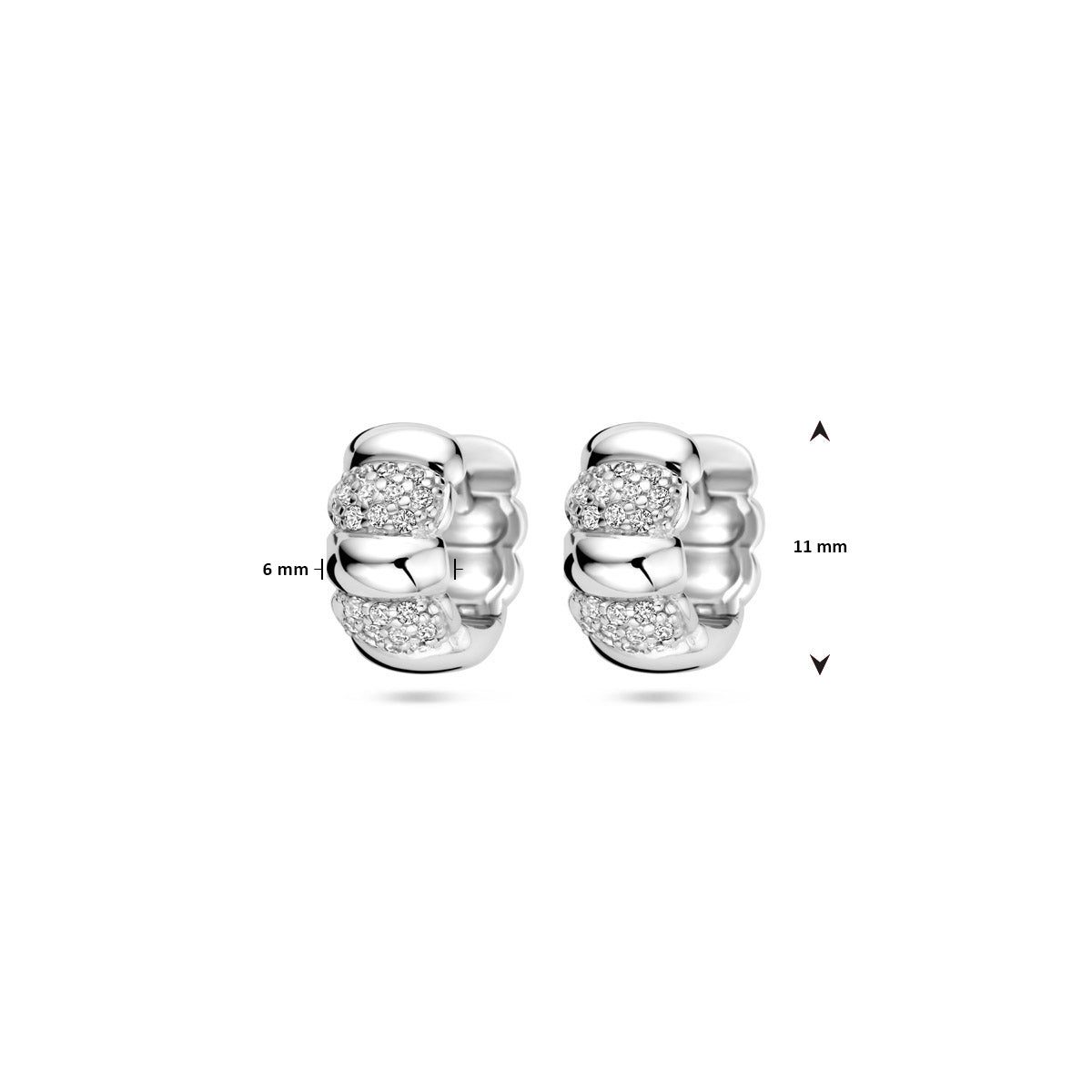 vDam Klapoorringen Zirkonia 11 Mm Zilver Gerhodineerd 1339869