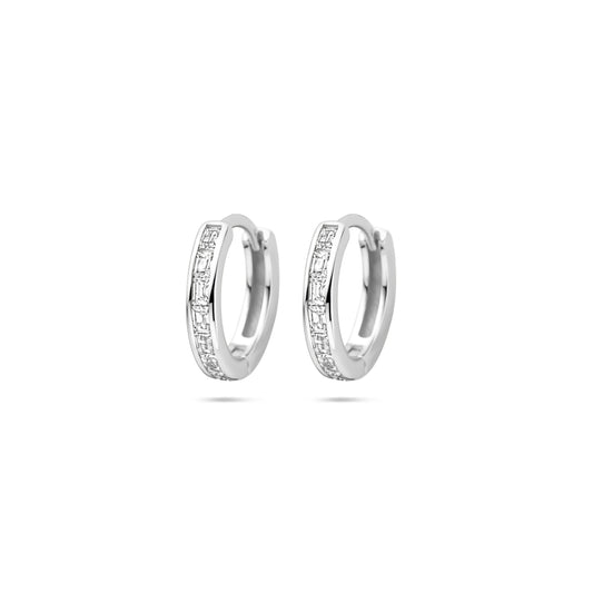 vDam Klapoorringen Zirkonia 12 Mm Zilver Gerhodineerd 1339110
