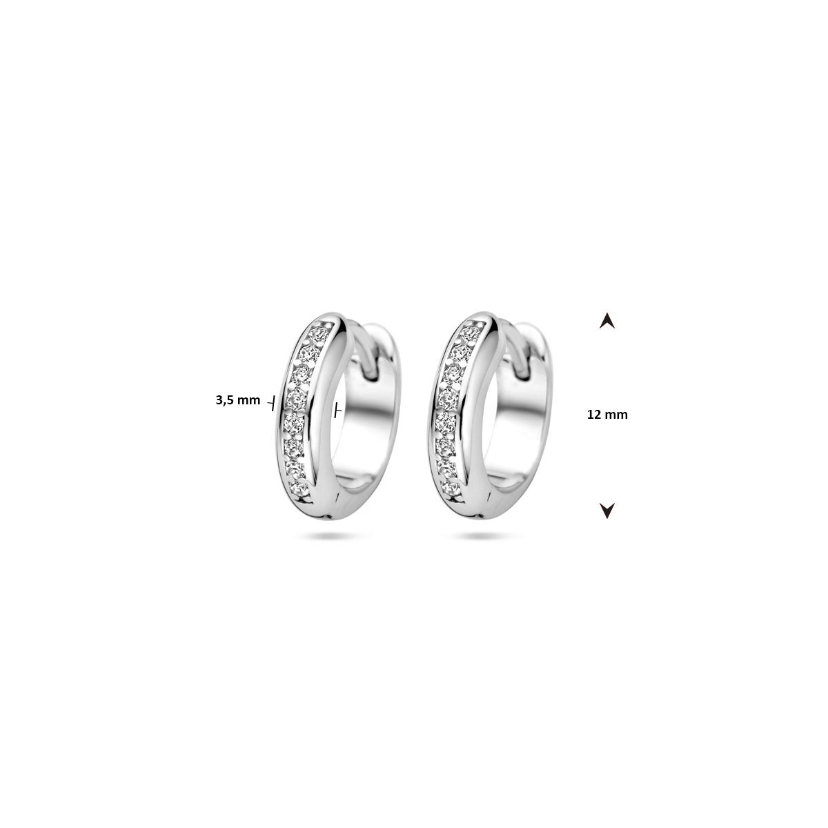 vDam Klapoorringen Zirkonia 12 Mm Zilver Gerhodineerd 1340033