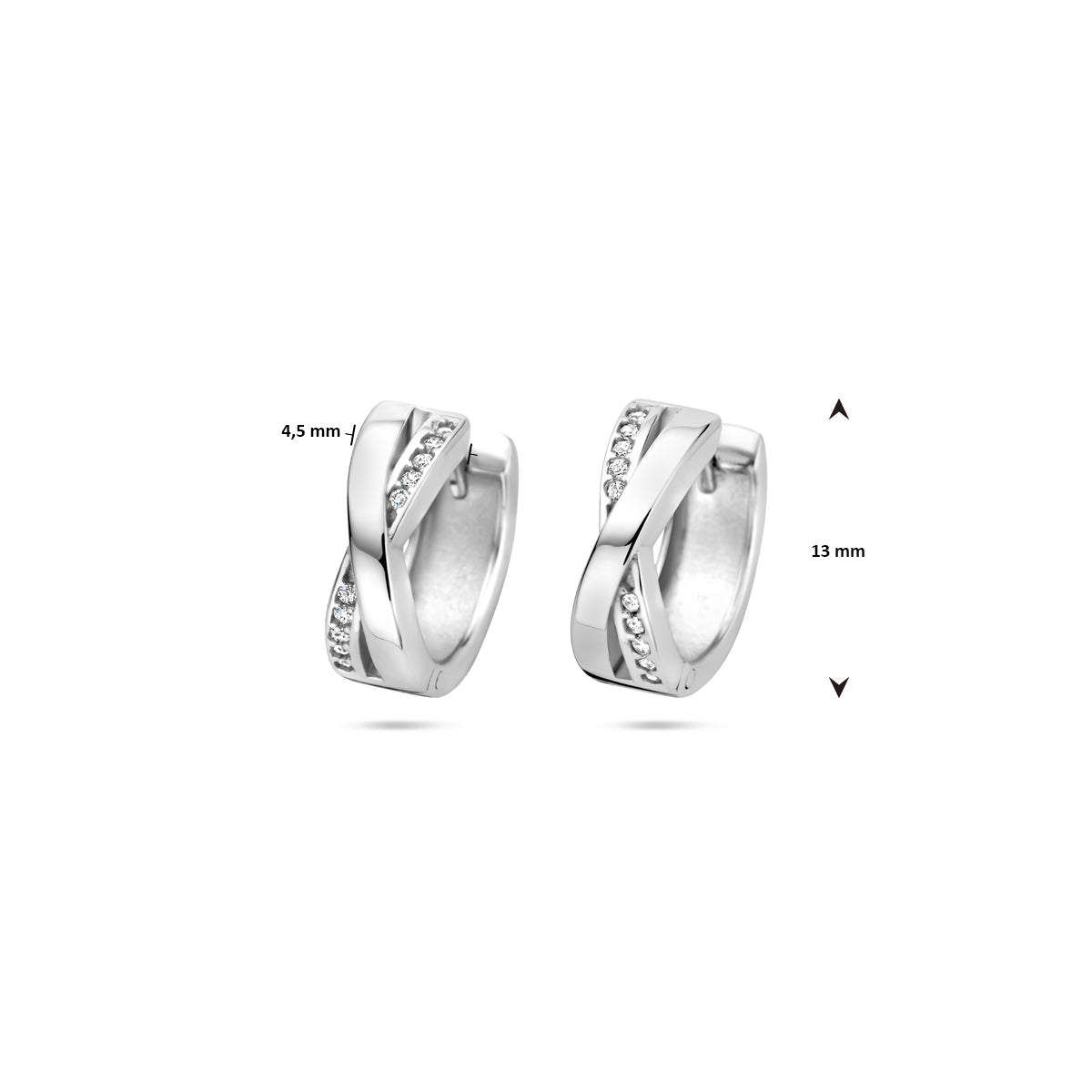 vDam Klapoorringen Zirkonia 13 Mm Zilver Gerhodineerd 1340038