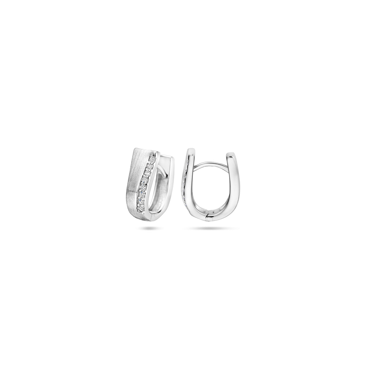 vDam Klapoorringen Zirkonia 14 Mm Poli/mat Zilver Gerhodineerd 1340029