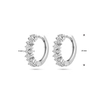 vDam Klapoorringen Zirkonia 14 Mm Zilver Gerhodineerd 1339822