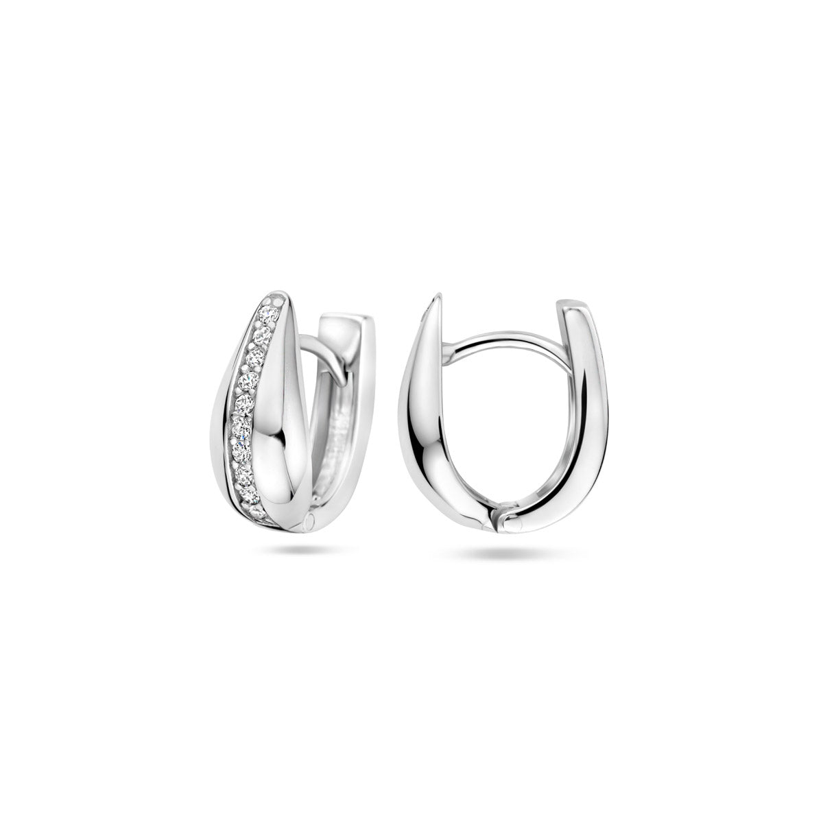 vDam Klapoorringen Zirkonia 14 Mm Zilver Gerhodineerd 1340027