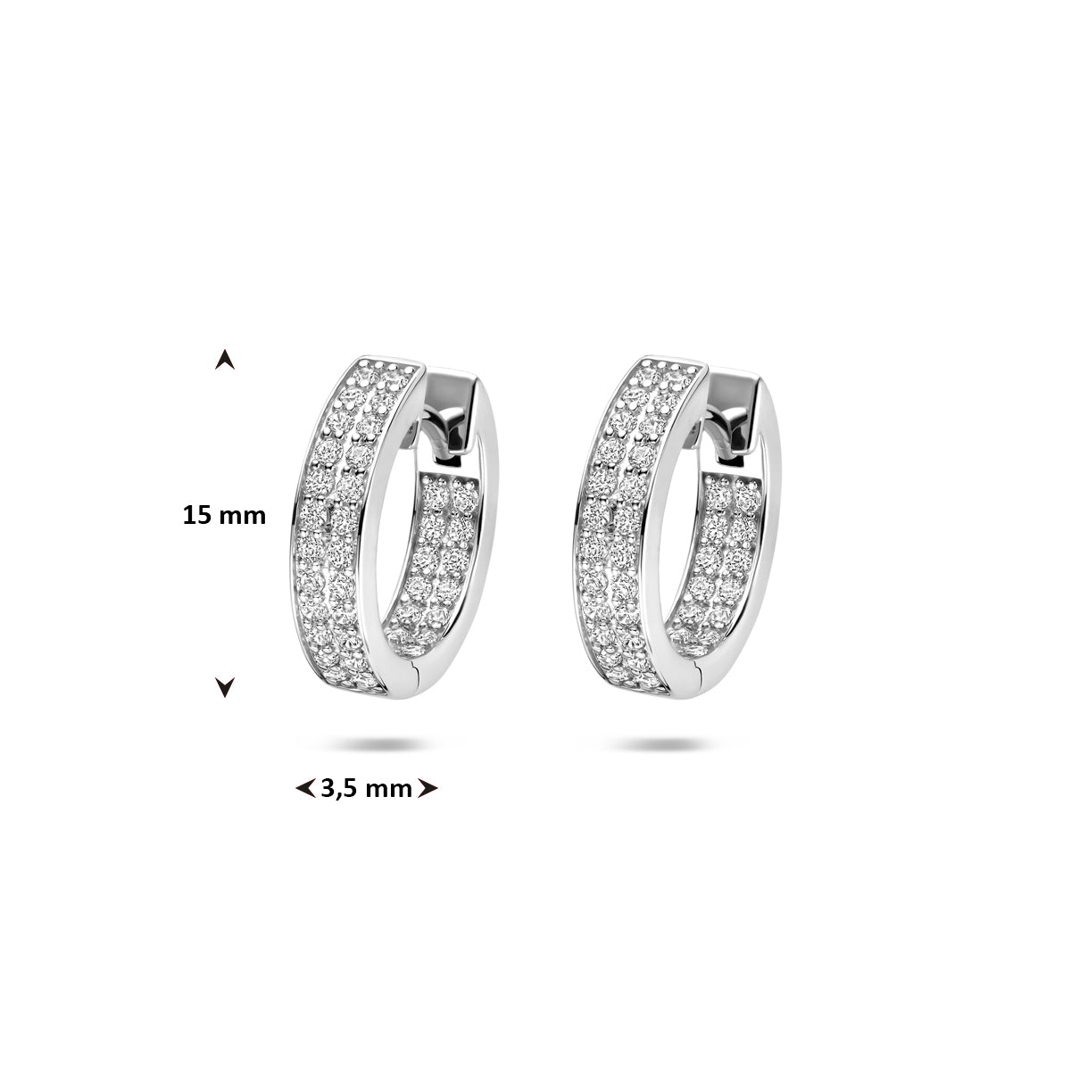 vDam Klapoorringen Zirkonia 15 Mm Zilver Gerhodineerd 1341482