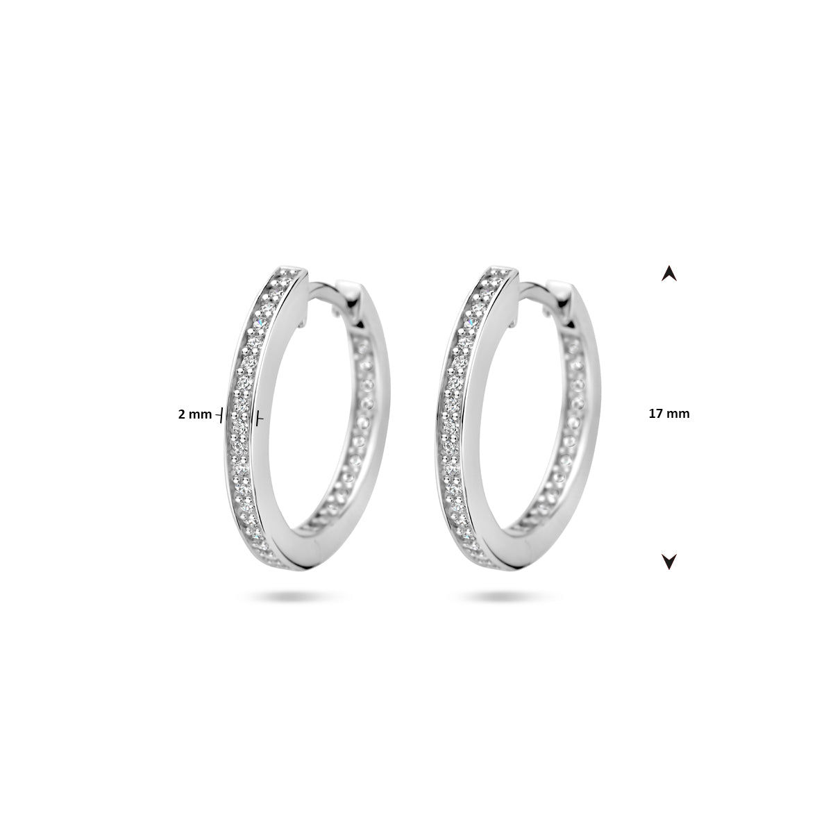 vDam Klapoorringen Zirkonia 2 Mm Buis Zilver Gerhodineerd 1339802