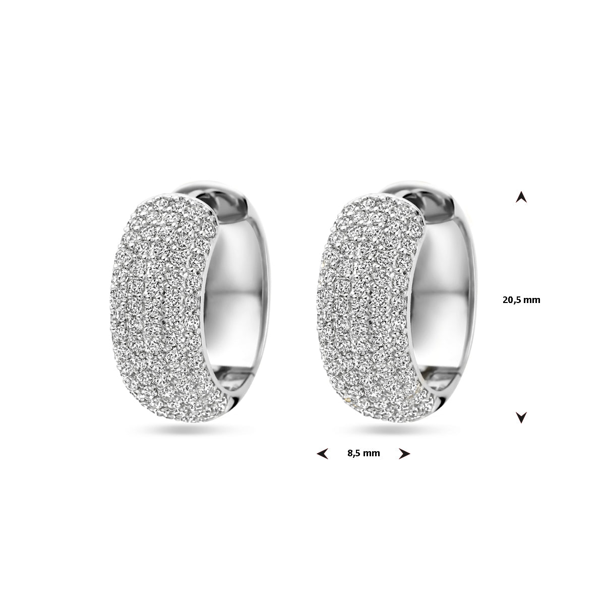 vDam Klapoorringen Zirkonia 20,5 Mm Zilver Gerhodineerd 1339537