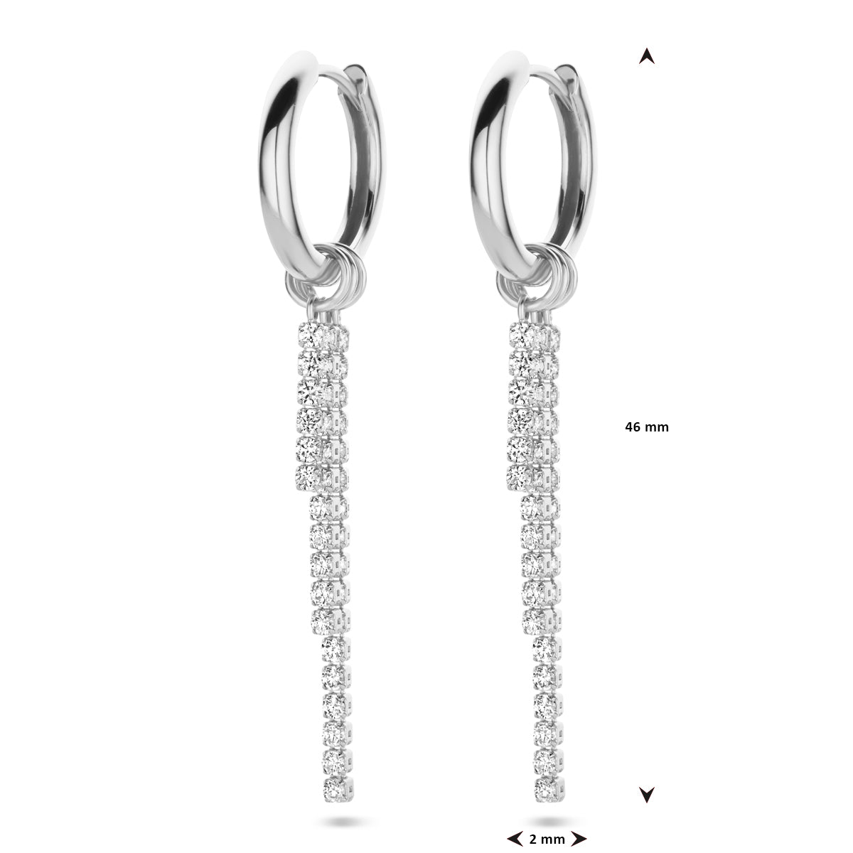 vDam Klapoorringen Zirkonia 46 Mm Zilver Gerhodineerd 1339859