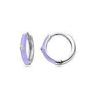 vDam Klapoorringen Zirkonia En Paars Emaille Zilver Gerhodineerd 1338410