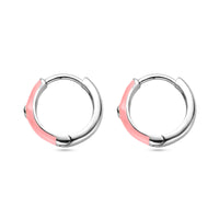 vDam Klapoorringen Zirkonia En Roze Emaille Zilver Gerhodineerd 1338409