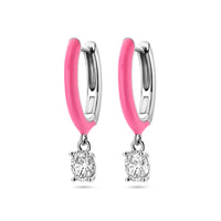 vDam Klapoorringen Zirkonia En Roze Emaille Zilver Gerhodineerd 1338593