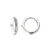 vDam Klapoorringen Zirkonia En Wit Emaille Zilver Gerhodineerd 1338408