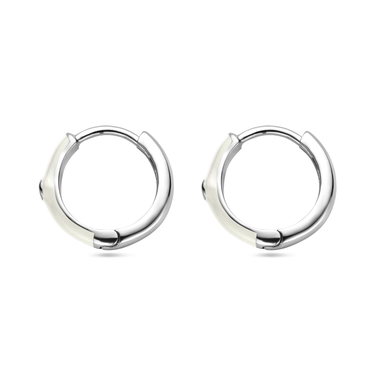 vDam Klapoorringen Zirkonia En Wit Emaille Zilver Gerhodineerd 1338408