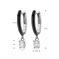 vDam Klapoorringen Zirkonia En Zwart Emaille Zilver Gerhodineerd 1338592